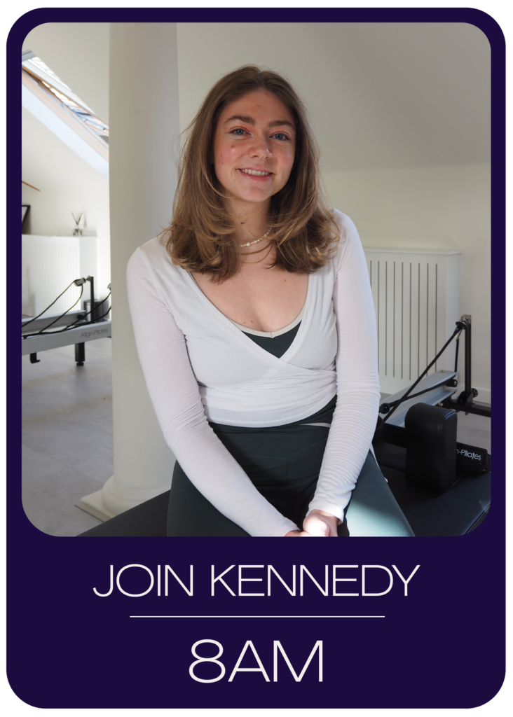'Join Kennedy at 8am', headshot image of Kennedy.