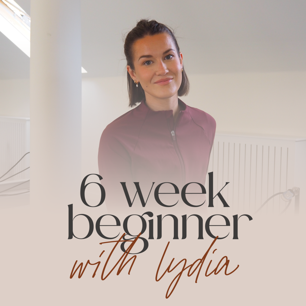 Headshot of instructor Lydia, text: '6 Week Beginner Course with Lydia'
